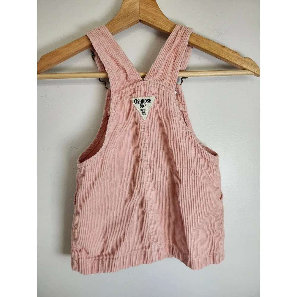 OshKosh B'gosh Pink Corduroy Overall Dress 18M Baby Girl Button Front Cotton
